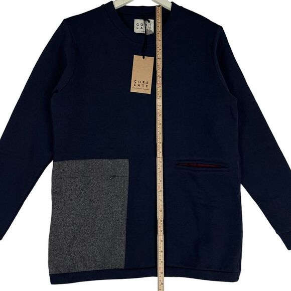 Corelate Men Navy Blue Sweatshirt Long Sleeve Cotton Pullover US S Small - Picture 4 of 10